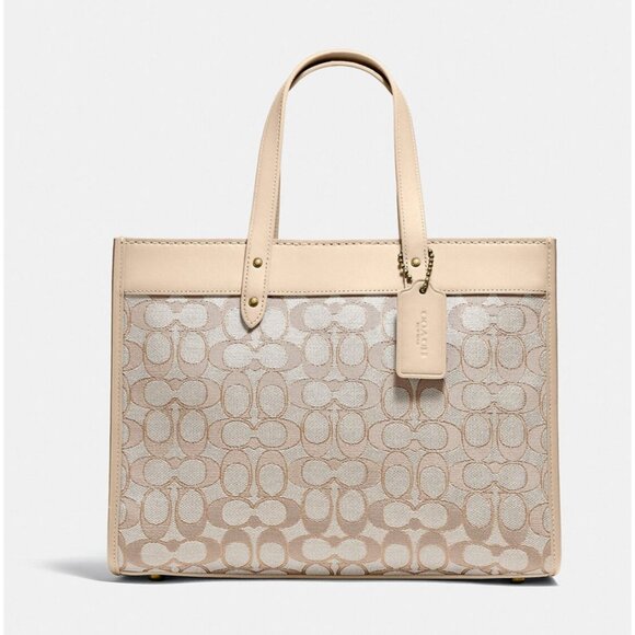 Coach Field Tote 30 Signature Jacquard Satchel Crossbody Missing Shoulder Strap - Picture 1 of 10